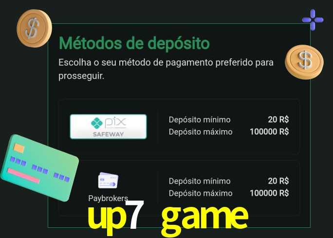O cassino up7 game oferece uma grande variedade de métodos de pagamento
